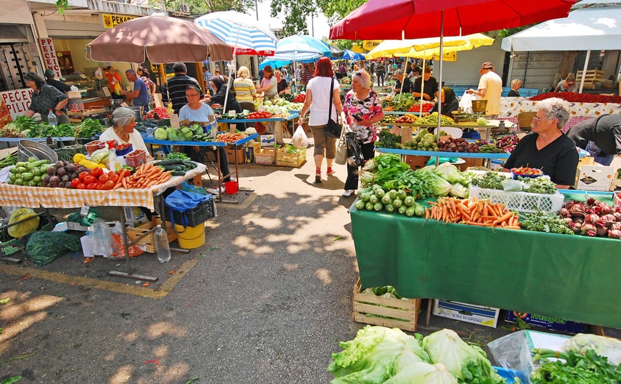Green market in Split, Croatia