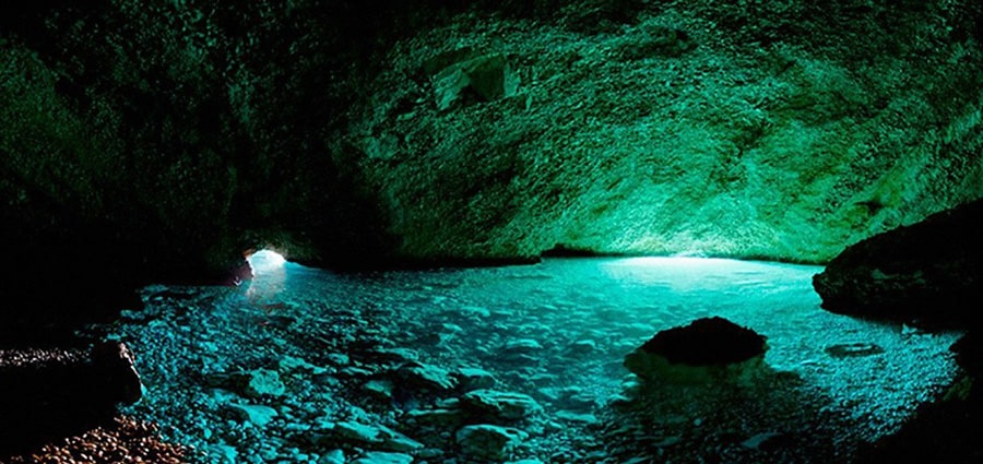 Inside the Green Cave on Vis island