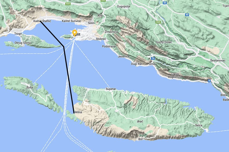 Split Airport to Milna [Brac Island] Private Boat Transfer
