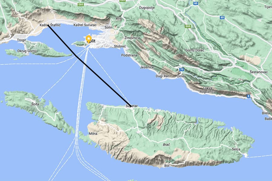 Split Airport to Supetar [Brac Island] Private Boat Transfer